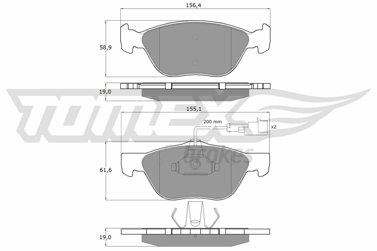 Sada brzdových destiček, kotoučová brzda TOMEX Brakes